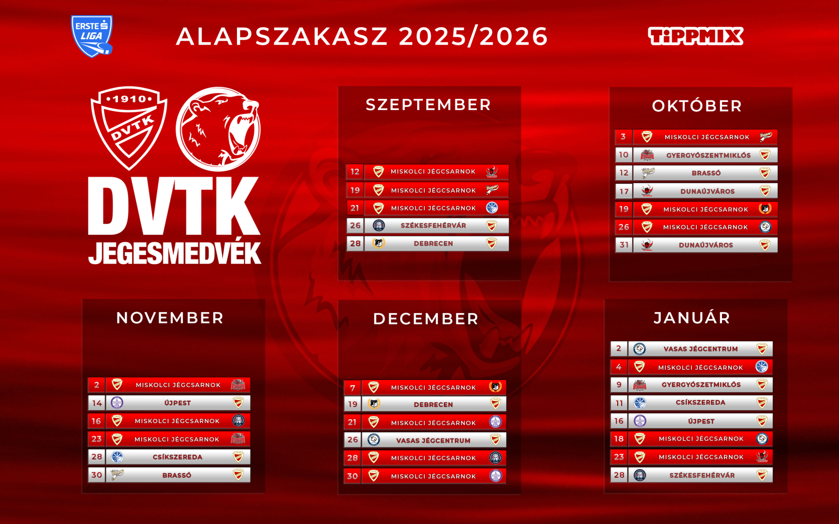 Elkészült a 2025/2026-os Erste Liga szezon menetrendje